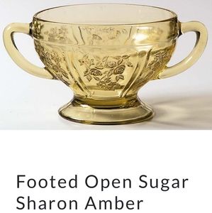 1930s Sharon Amber" Open Sugar Bowl by Federal Glass